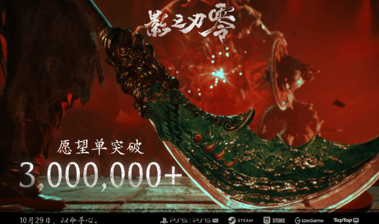 影之刃零Steam愿望单破300万,预购转化超预期引爆市场